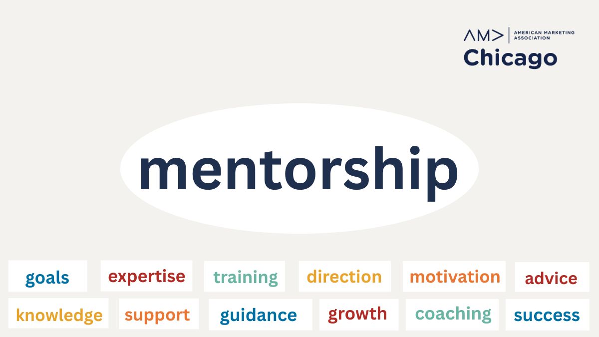 graphic for Mentorship Program showing keywords like coaching, goals, and support