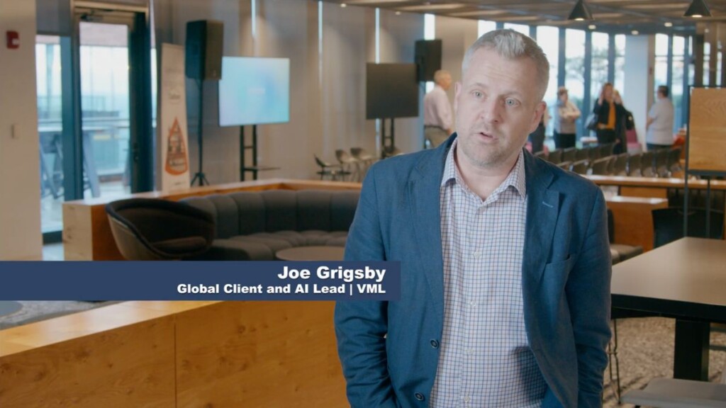 Still from a video of Joe Grigsby of VML, speaking after the AI in Marketing event, June 4, 2025, downtown Chicago.